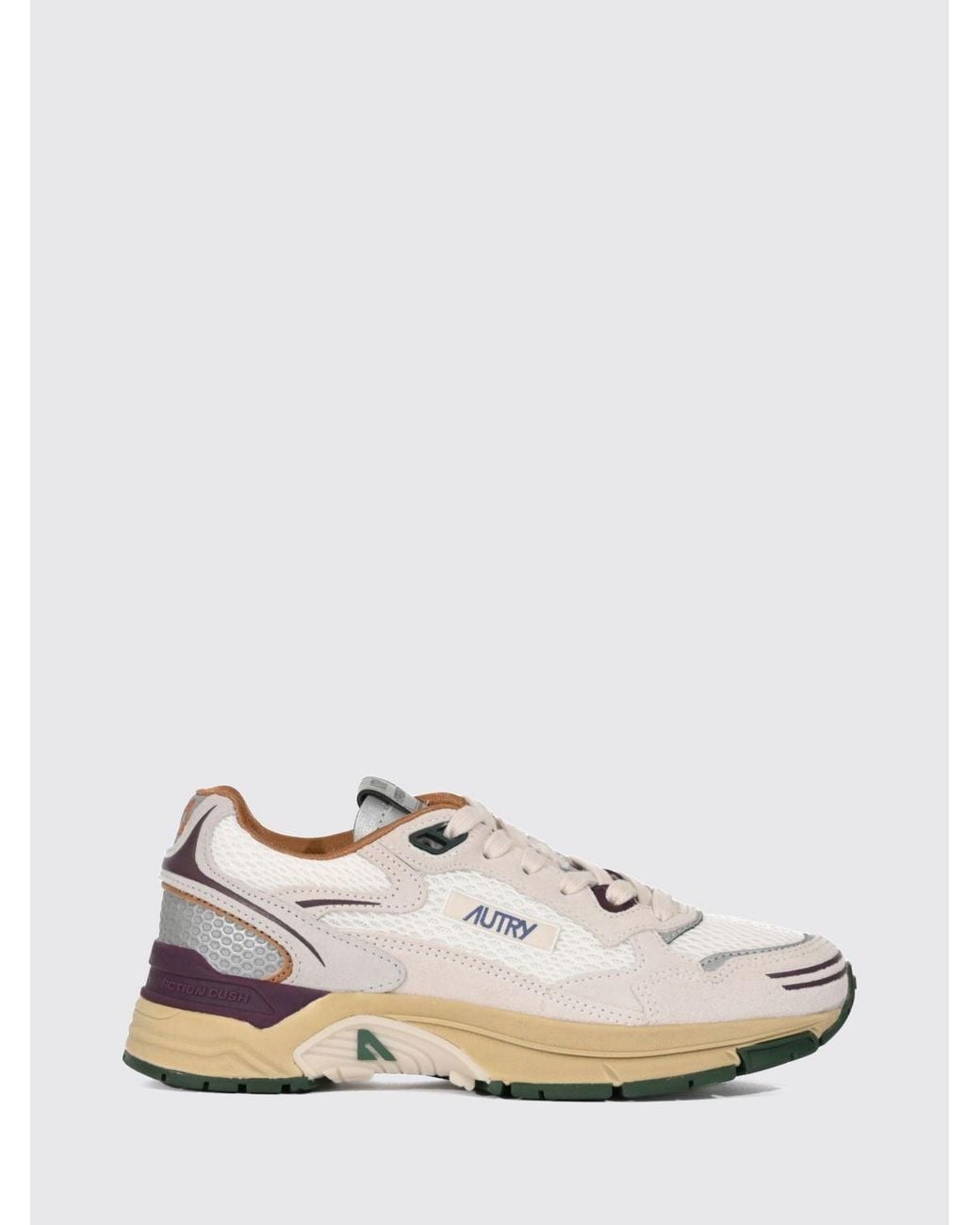 Autry White Hyperway Two-Tone Leather And Mesh Sneakers With Cut-Out Logo