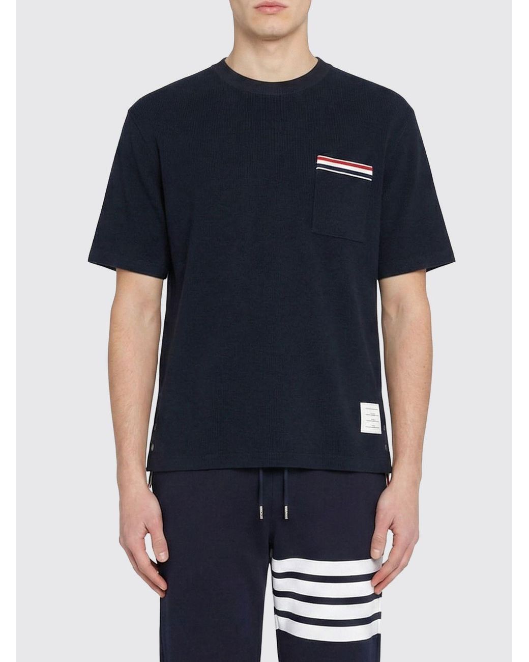 Thom Browne Blue Cotton Blend T-Shirt for men