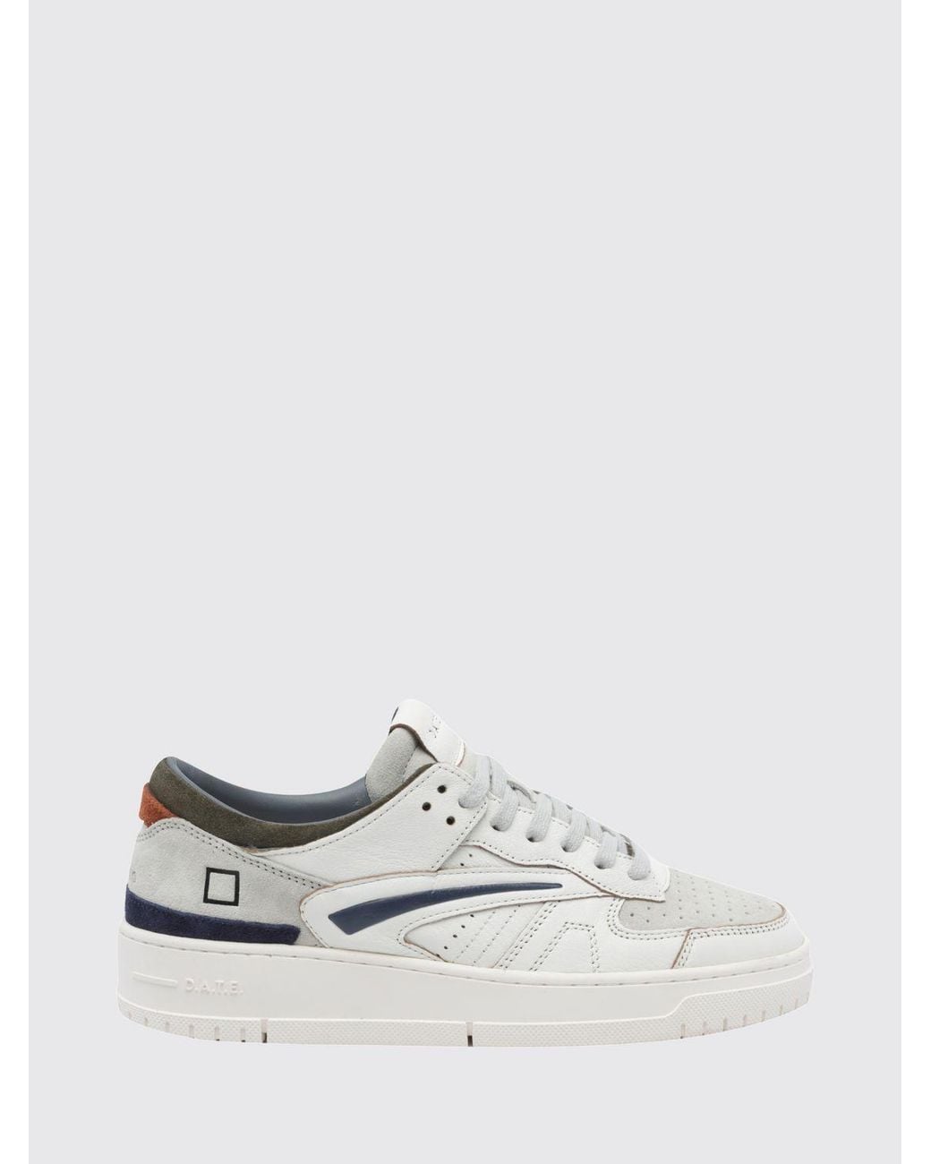 Date White Torneo Leather And Suede Low-Top Sneakers With Perforated Toe for men