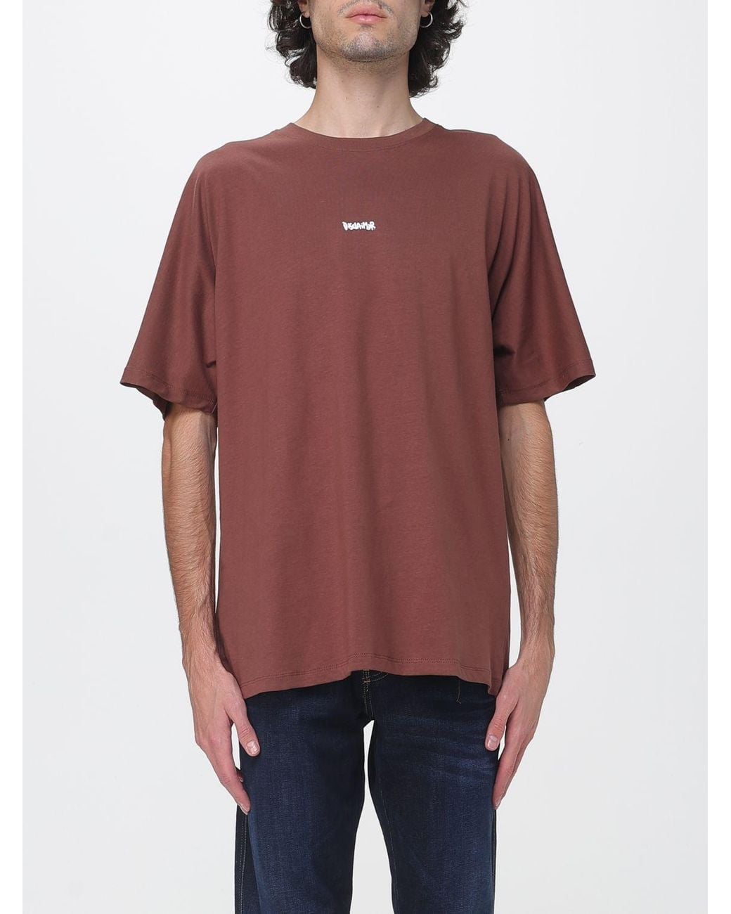 DISCLAIMER Red Relaxed Fit Cotton T-Shirt With Graffiti Print And Dropped Shoulders for men