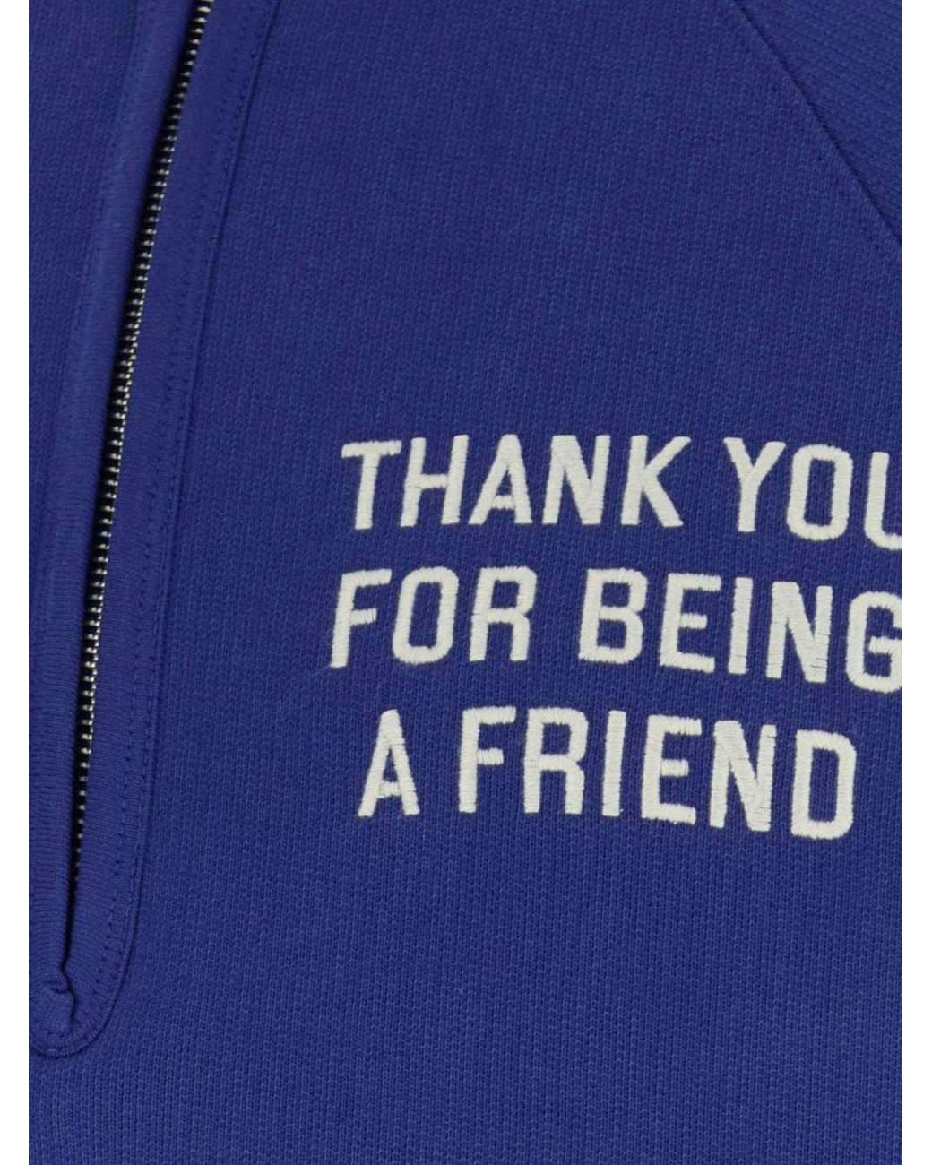 AMI Blue Cotton Half-Zip Sweatshirt With High Neck And Slogan Print for men