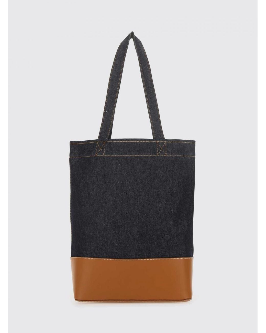 A.P.C. Black Cotton Denim Tote Bag With Logo for men