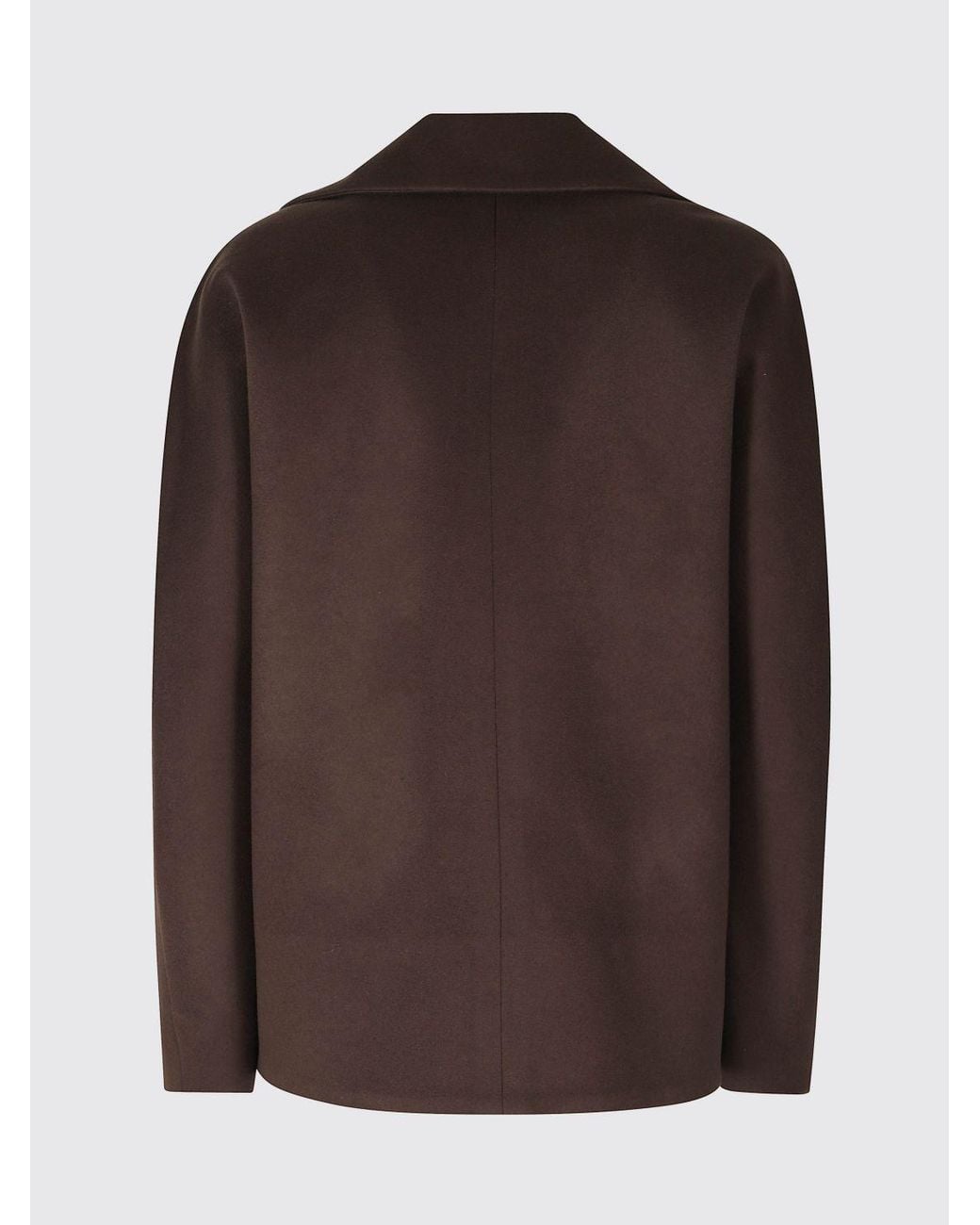 FEDERICA TOSI Brown Short Double-Breasted Wool And Cashmere Coat With Lapels