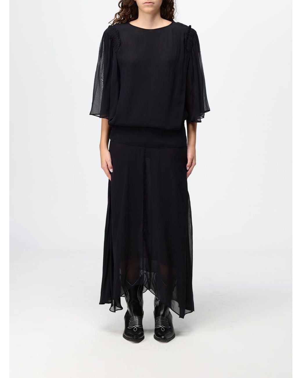 Isabel Marant Black Firda Asymmetric Hem Midi Tunic Dress