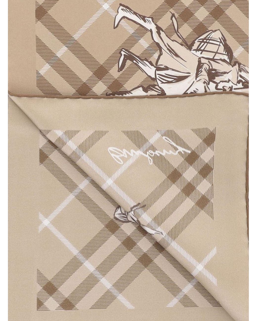 Burberry Natural Vintage Check Print Silk Twill Square Scarf