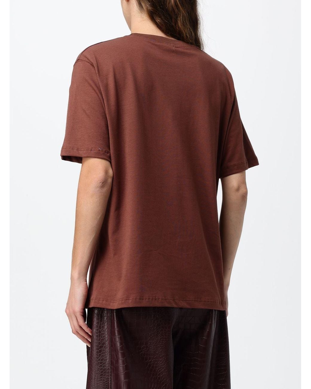 DISCLAIMER Red Short-Sleeved Cotton T-Shirt With Contrast Logo And Dropped Shoulders