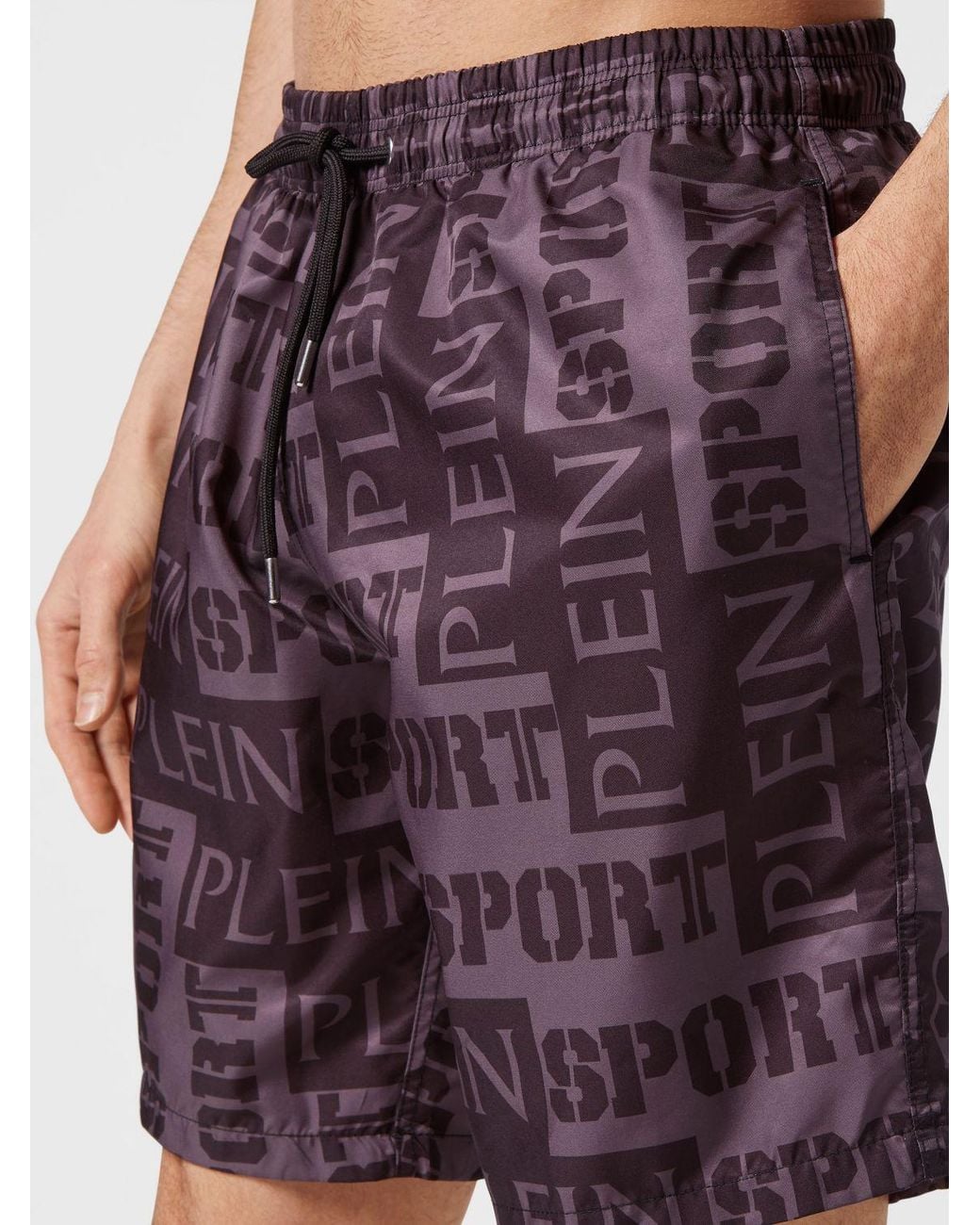 Philipp Plein Red Nylon Swim Trunks With Contrasting Logo And Drawstring for men