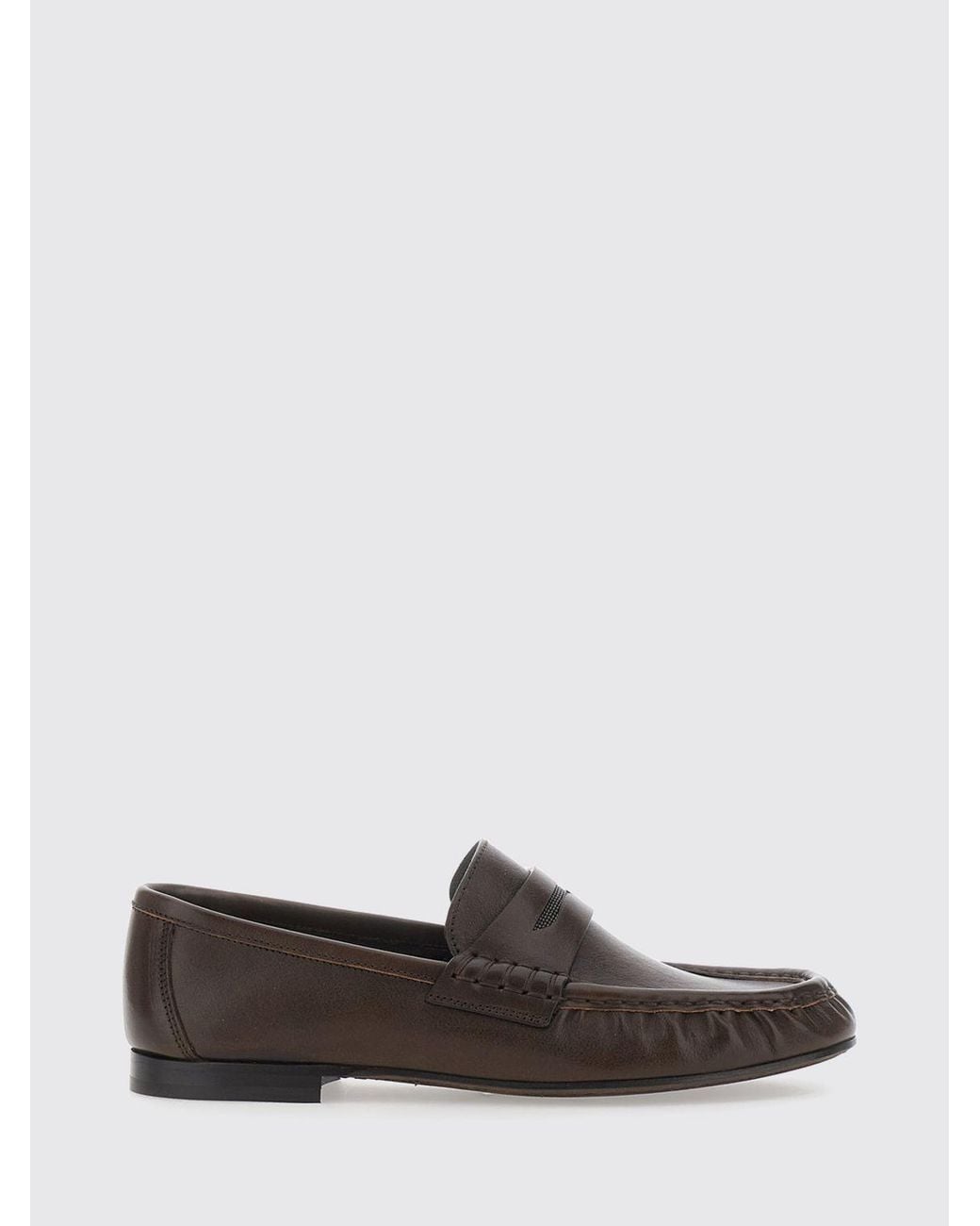 Brunello Cucinelli White Penny Loafers