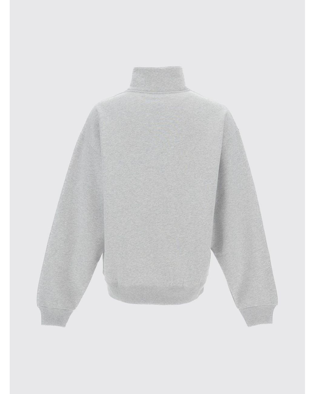 Jacquemus Gray High Neck Relaxed Fit Cotton Jumper With Zip for men
