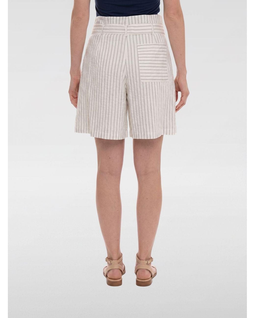 Liu Jo Natural Striped Viscose Shorts