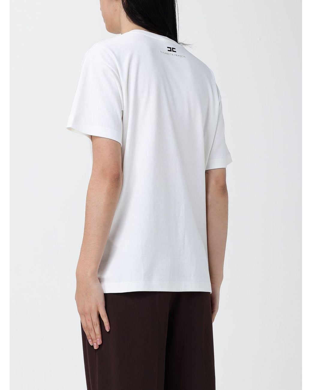 Elisabetta Franchi White Cotton T-Shirt With Embroidered Logo