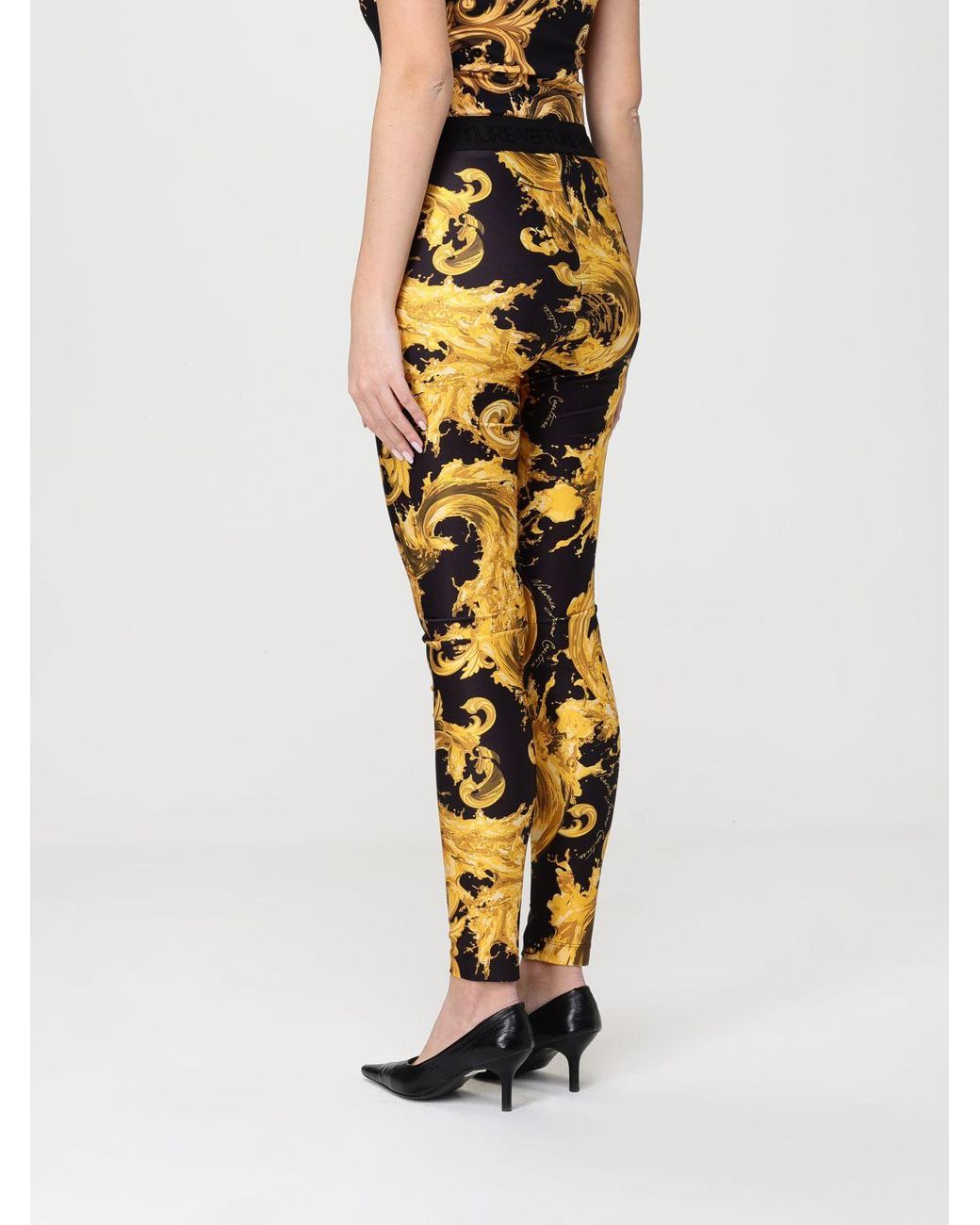 Versace Jeans Couture Metallic Printed Jersey Leggings