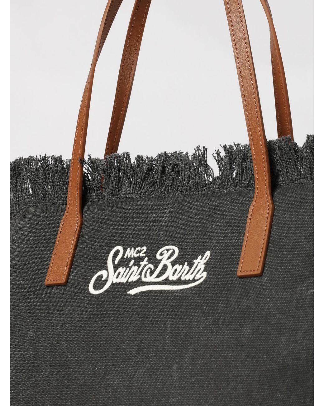 Mc2 Saint Barth Black Cotton Bag With Embroidered Logo