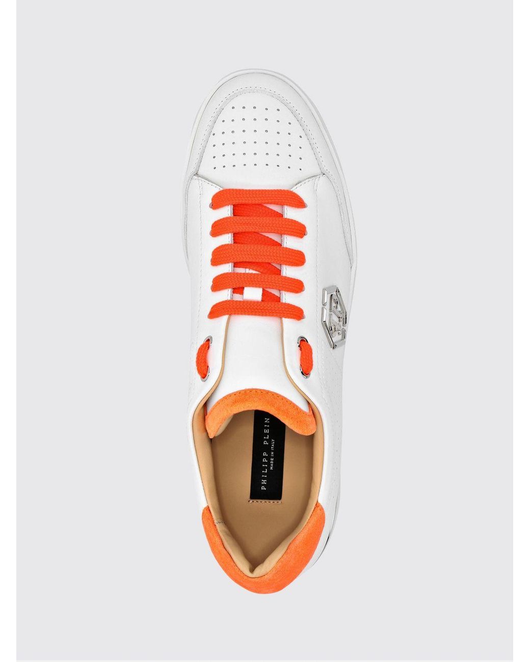 Philipp Plein White Leather And Suede Low-Top Sneakers With Monogram And Logo for men