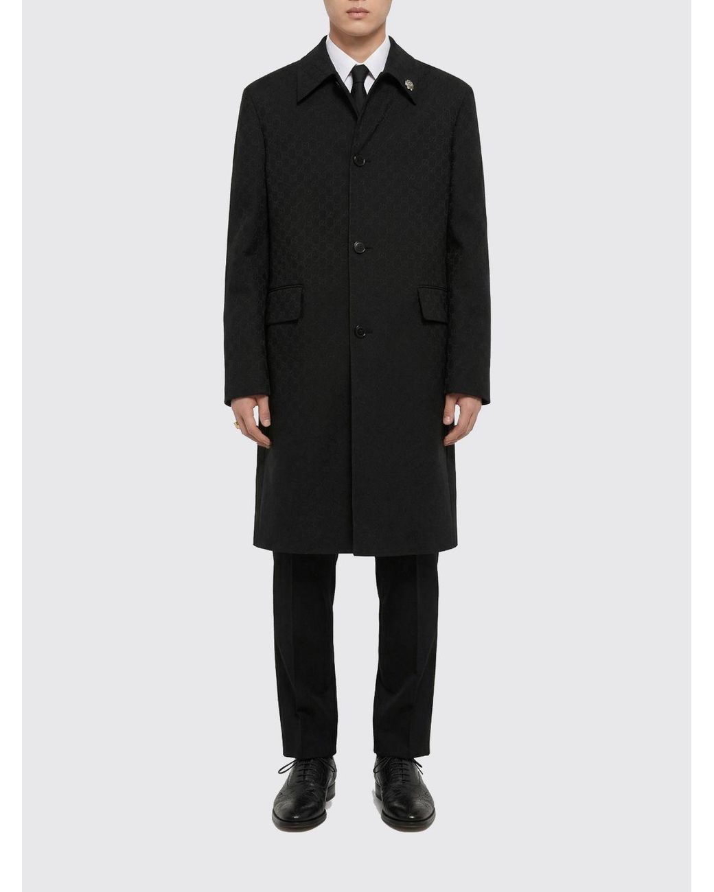 Gucci Black Single Breasted Polyester Coat for men