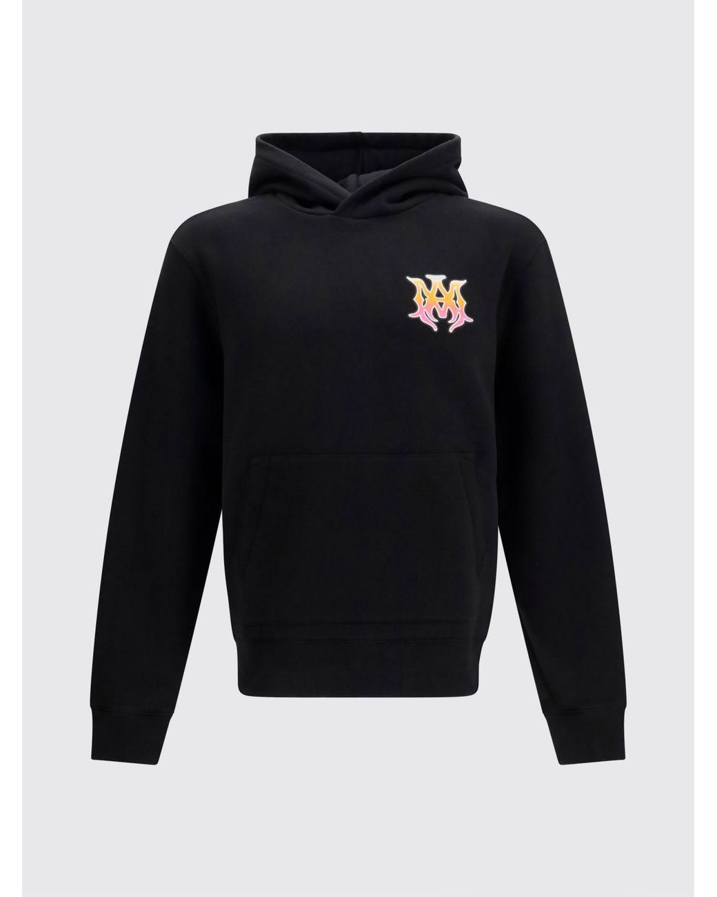 Amiri Blue Cotton Hoodie With Printed Logo, Kangaroo Pocket And Ribbed Cuffs for men