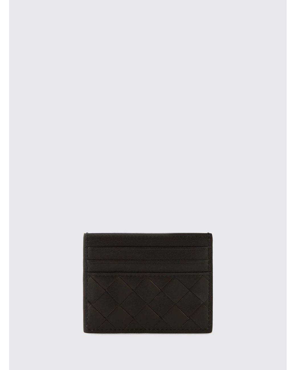Bottega Veneta White Flat Woven Nappa Calfskin Card Holder With 7 Slots