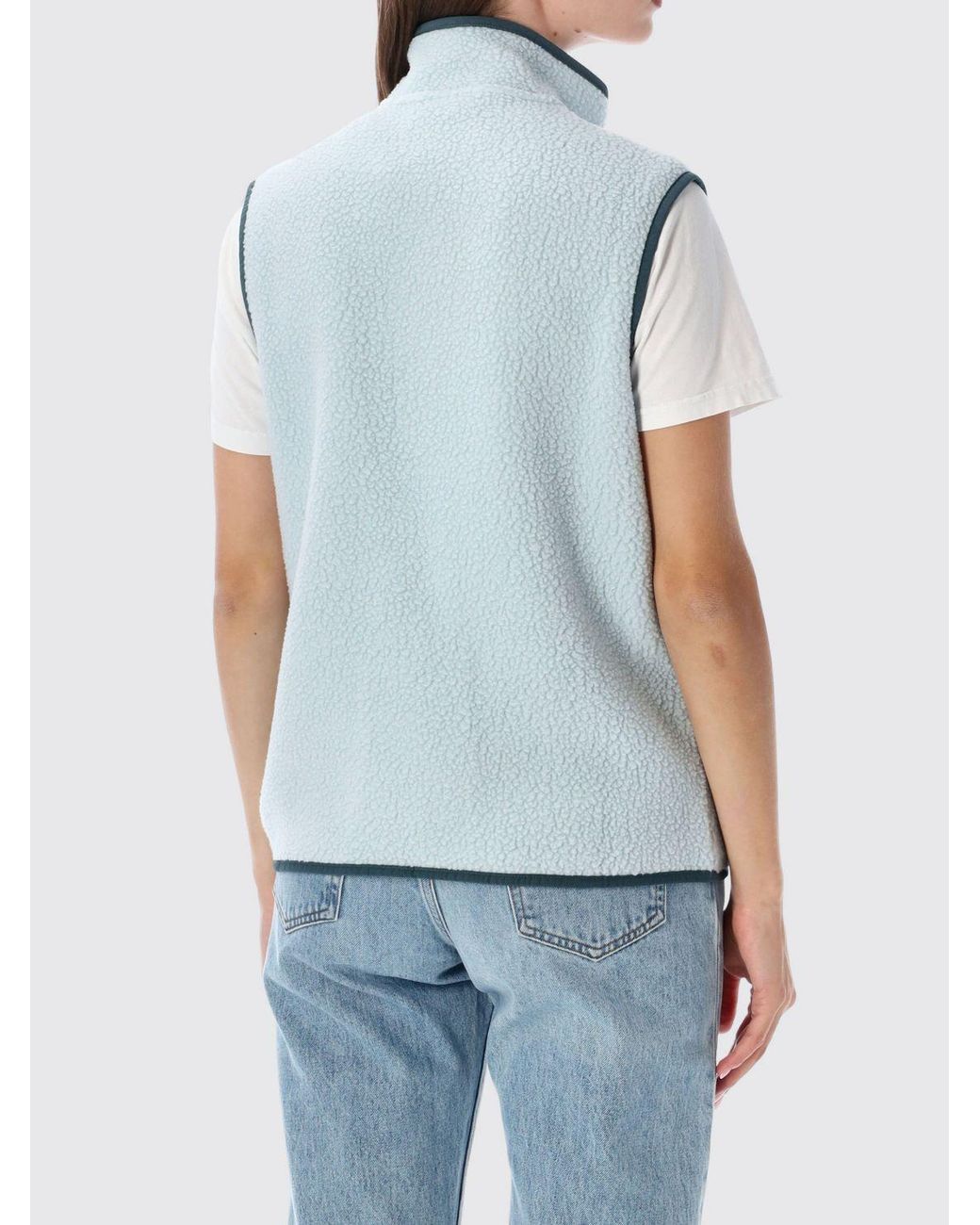 Patagonia Blue Classic Retro-X High-Neck Fleece Vest With Zip Pockets