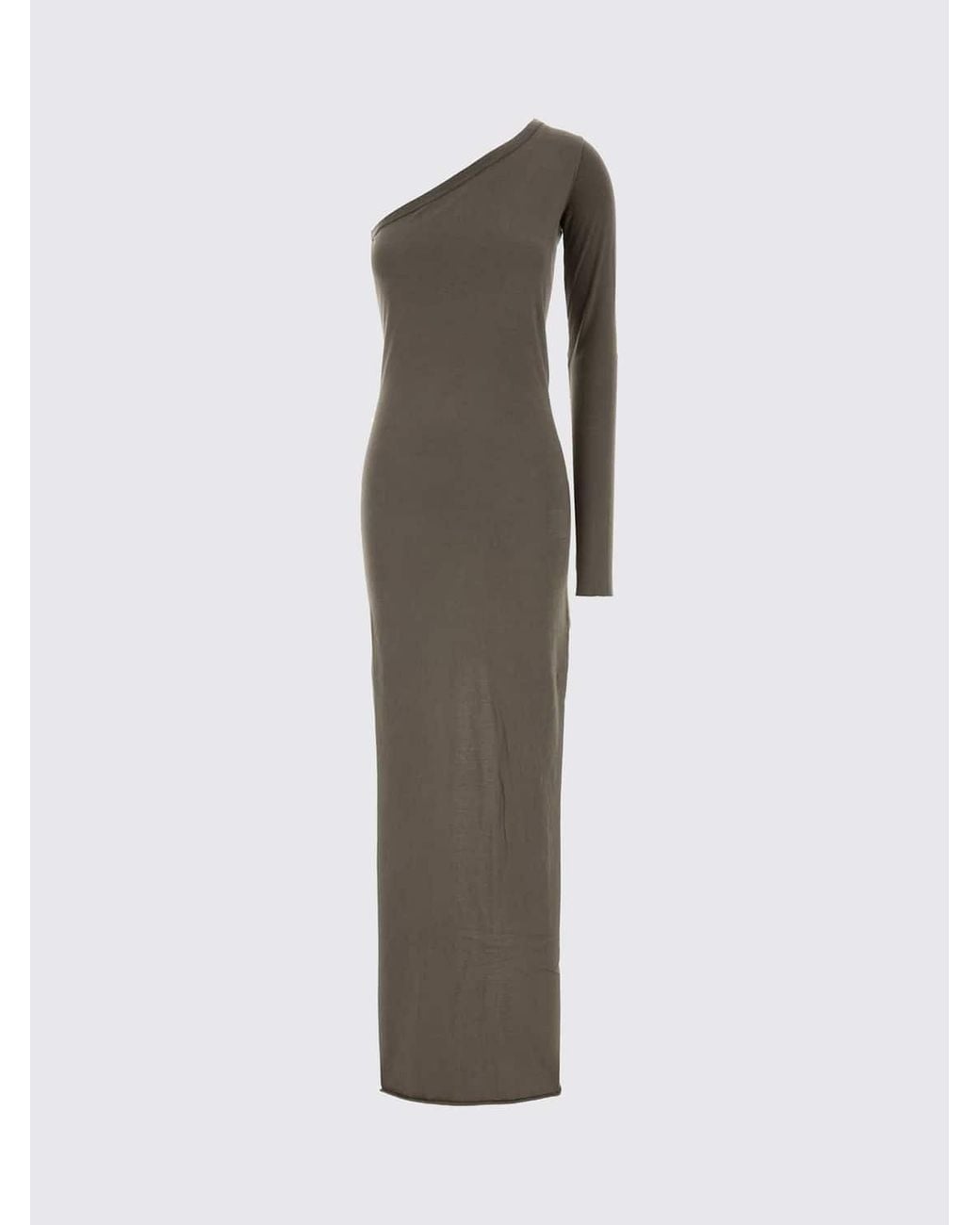 Rick Owens Gray Tower Ziggy Asymmetrical One-Shoulder Cotton Dress