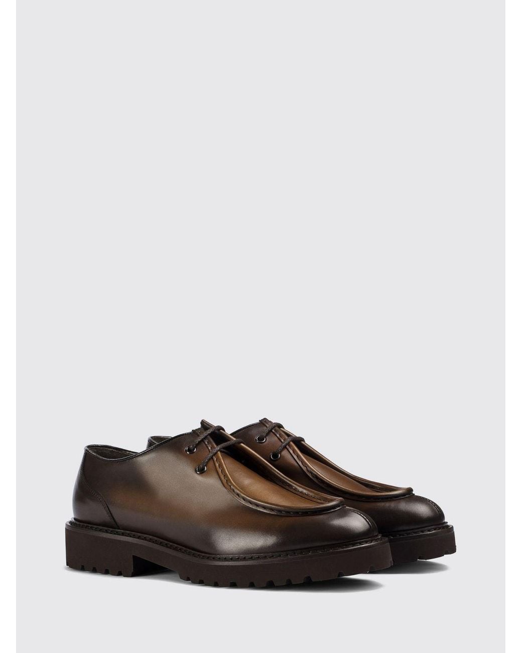 Doucal's White Smooth Leather Derby Shoes With Raised Apron And Rubber Sole for men