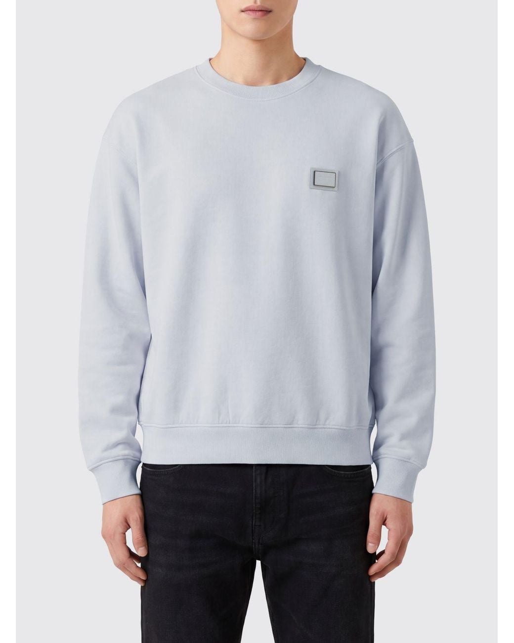 Dolce & Gabbana Gray Dolce &Amp Gabbana Cotton Crewneck Sweatshirt With Tonal Logo And Dropped Shoulders for men