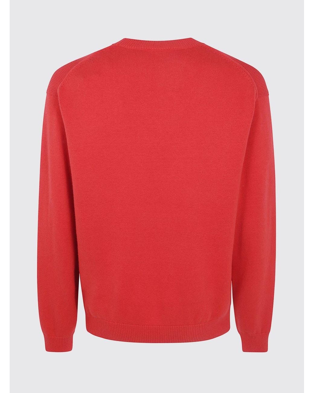 KENZO Red Merino Wool Crew Neck Jumper With Jacquard Logo for men