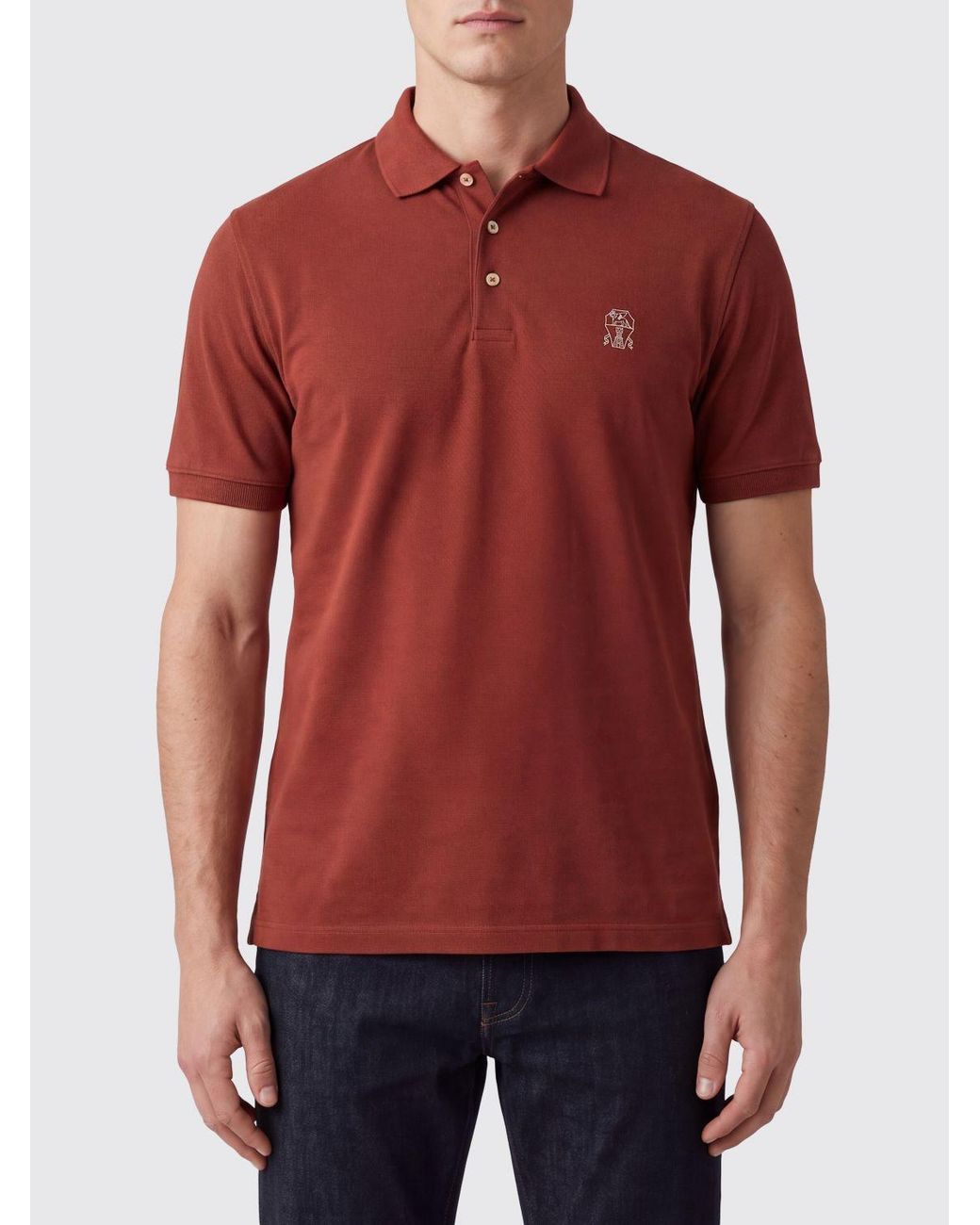 Brunello Cucinelli Short-Sleeved Cotton Polo With Embroidered Logo for men