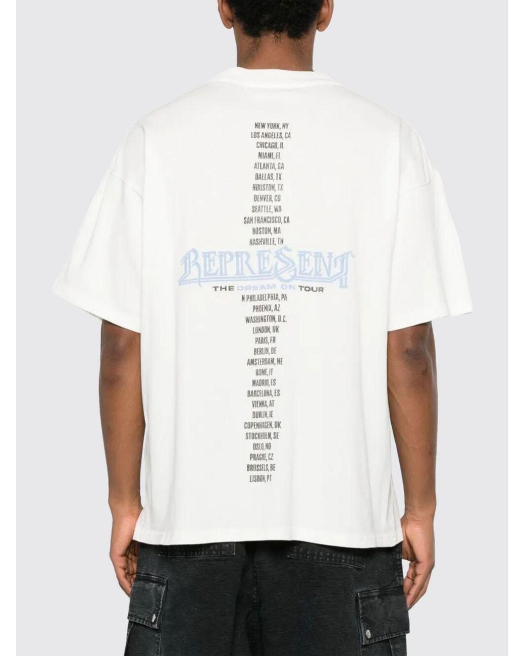 Represent White Printed Cotton T-Shirt for men
