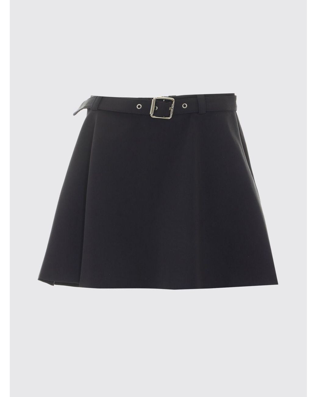 Pinko Black High-Waisted A-Line Crêpe Mini Skirt With Adjustable Belt