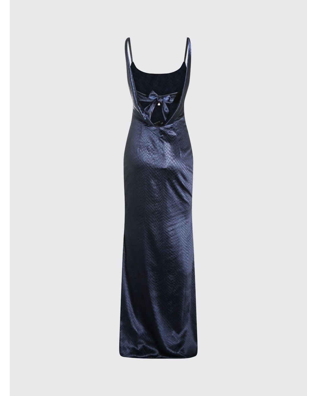 Elisabetta Franchi Blue Python Print Satin Long Evening Gown