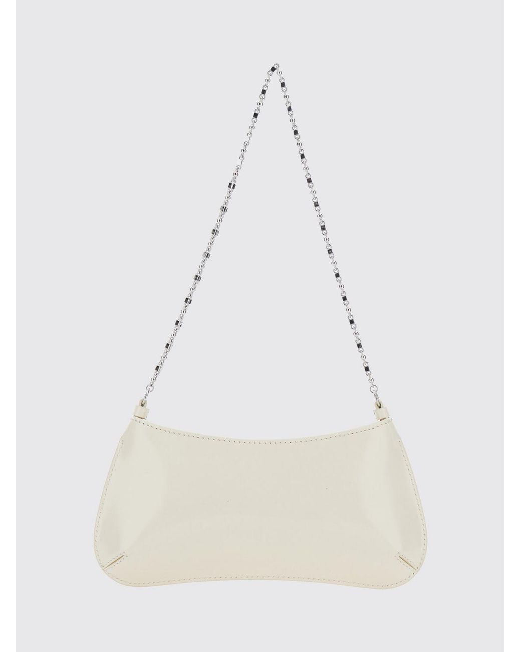 Jacquemus White Le Petit Bisou Patent Leather Shoulder Bag With Chain Handle