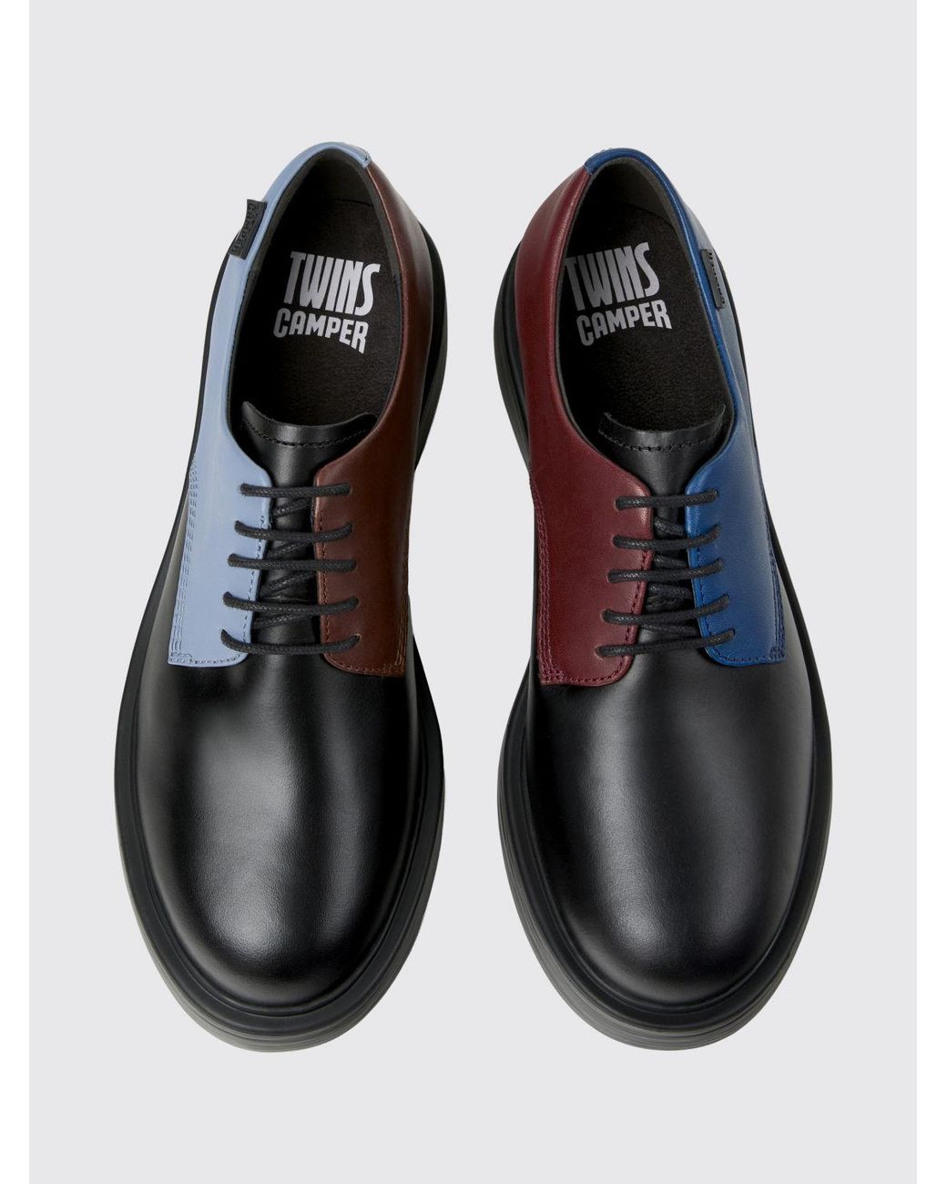 Camper Blue Twins Leather Derby Shoes