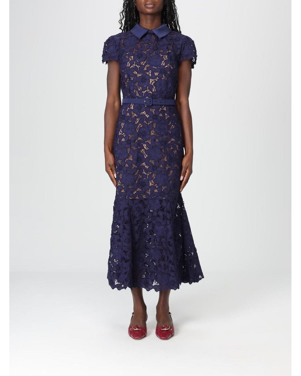 Self-Portrait Blue Lace Midi Dress
