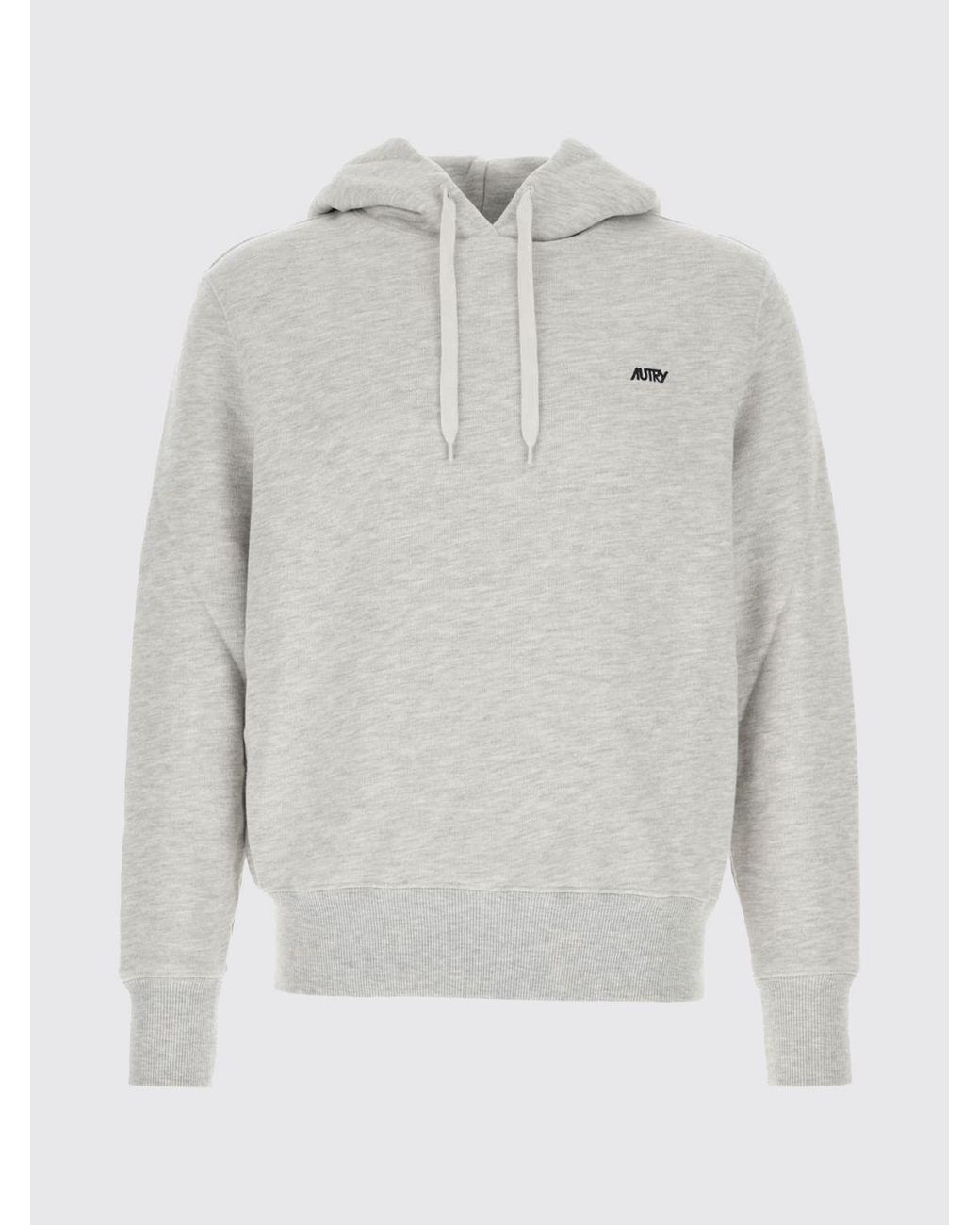 Autry Gray Cotton Hoodie With Contrasting Logo And Drawstring for men