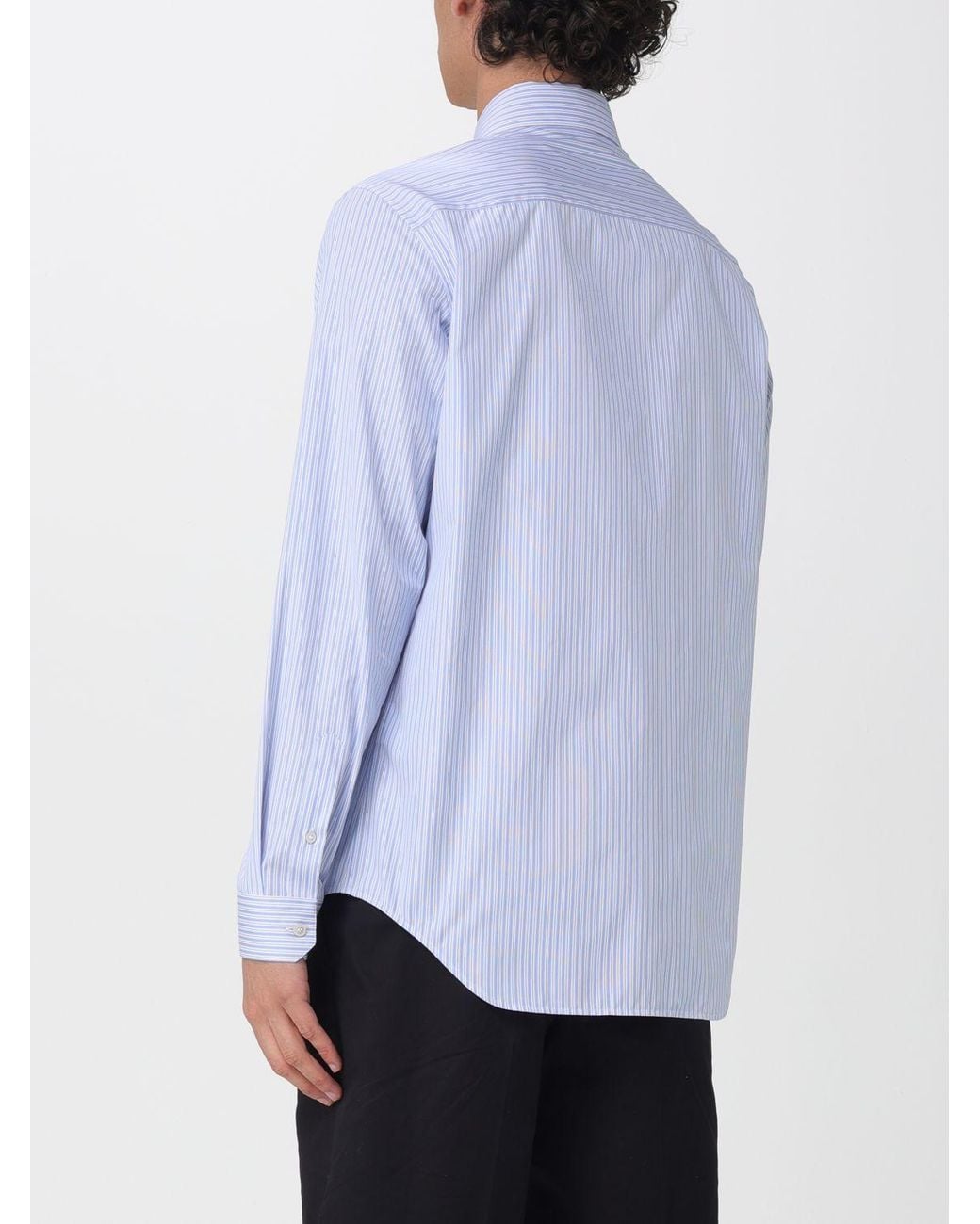 Camisa Casual De Algodón A Rayas Versace de hombre de color Blue