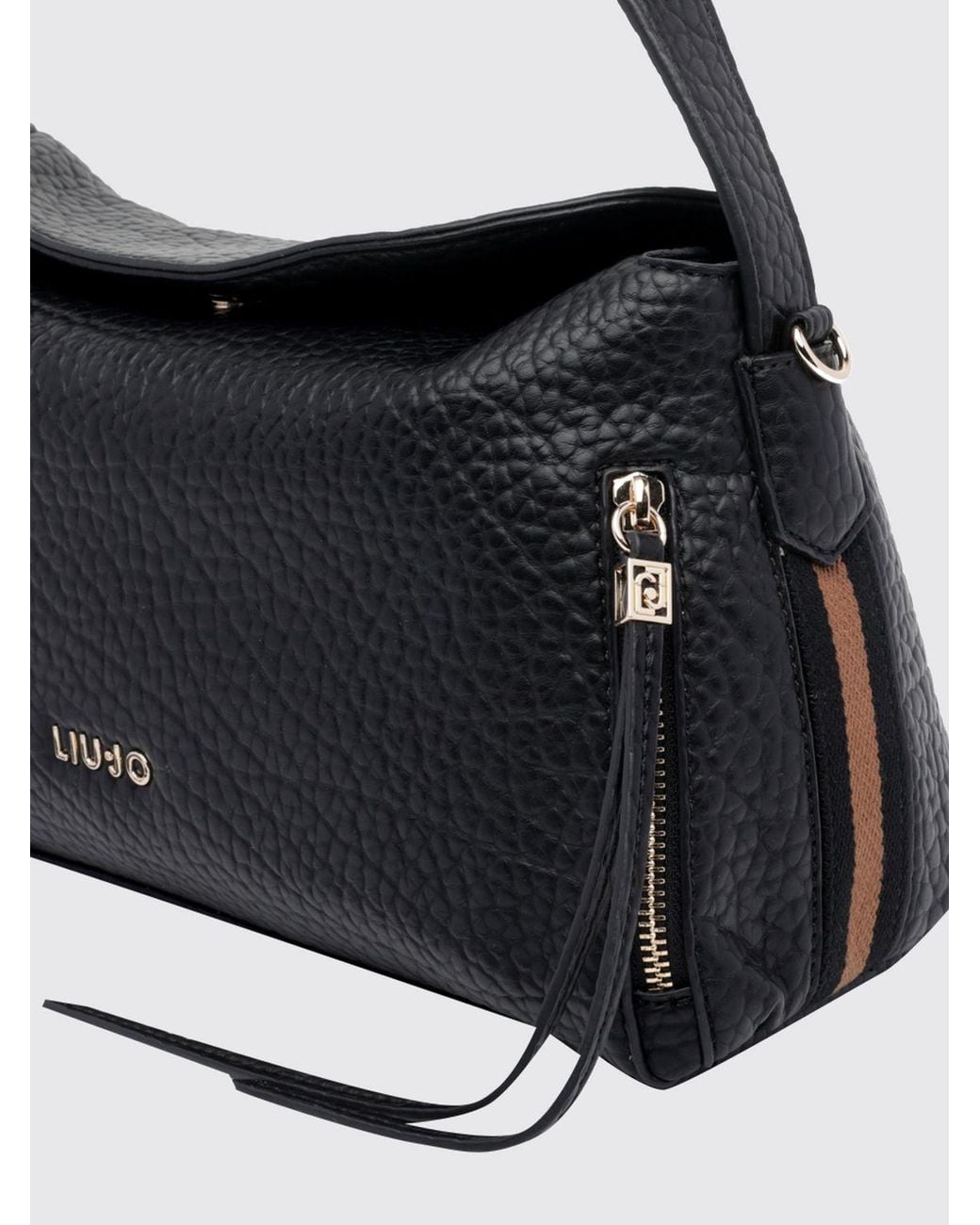 Liu Jo Black Grained Faux Leather Hobo Bag With Handle And Removable Strap