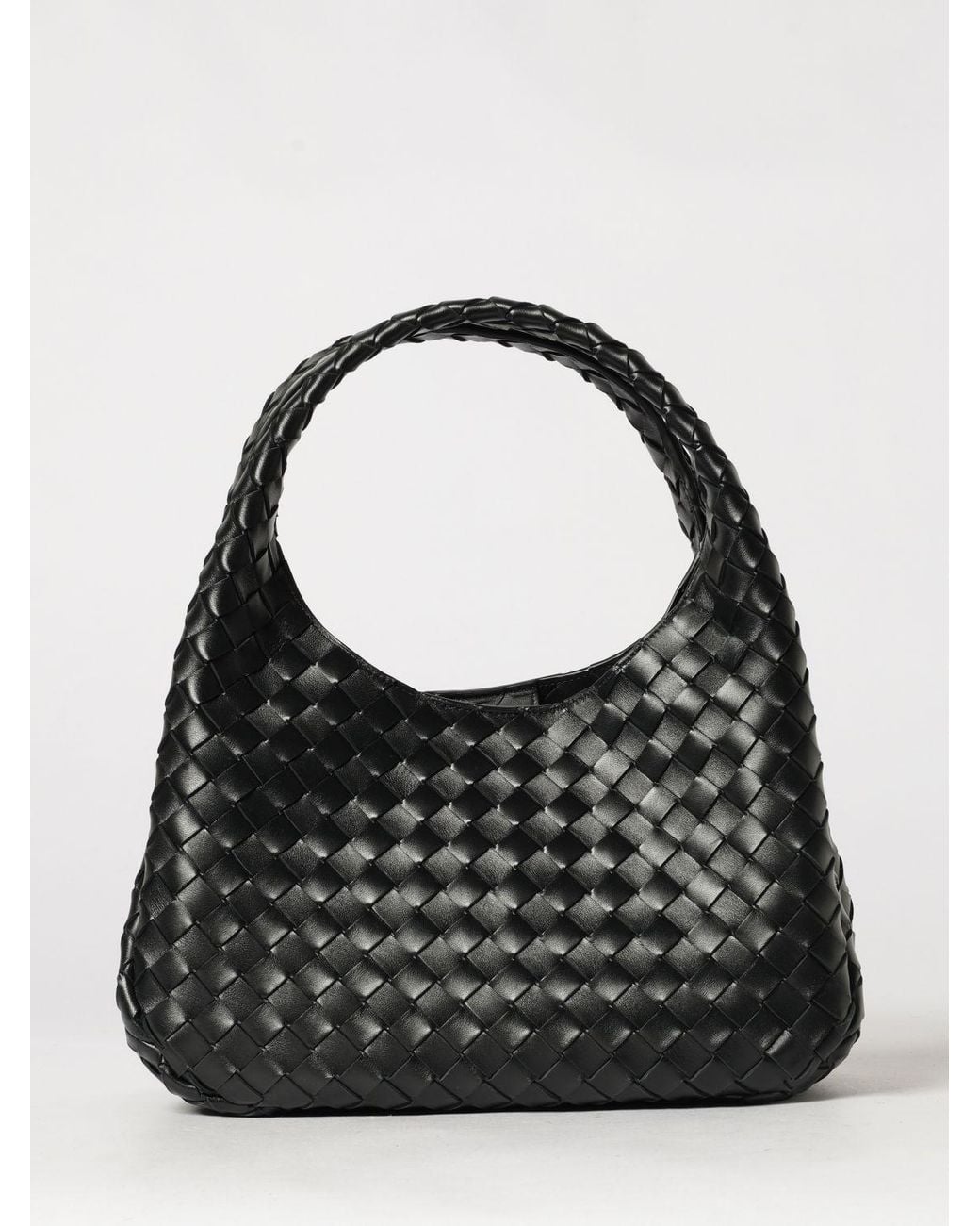 Bottega Veneta Black Medium Campana Intrecciato Leather Shoulder Bag