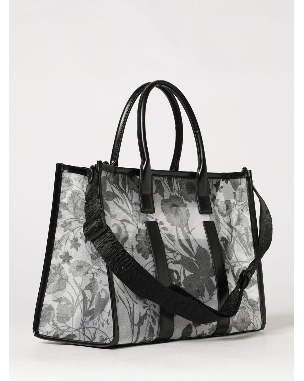Liu Jo Gray Floral Print Nylon Tote Bag With Internal Pouch