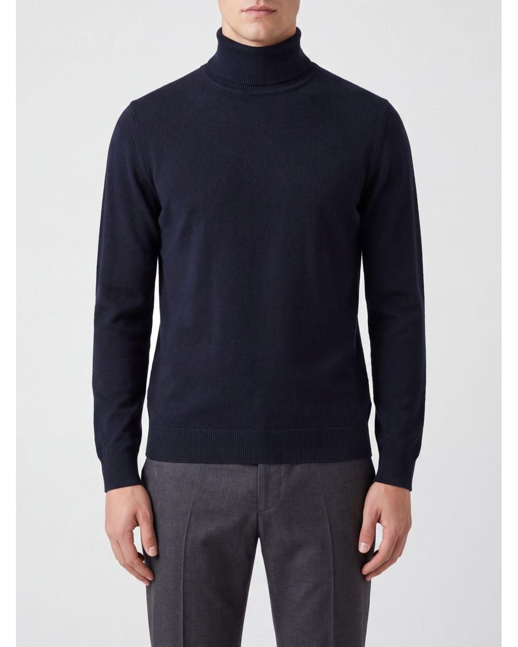 Zanone Blue Long-Sleeved Turtleneck Jumper for men