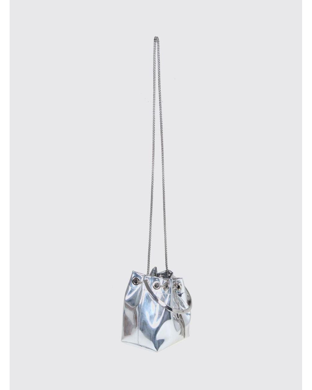 Jimmy Choo Blue Bon Bon Patent Leather Bucket Bag With Rigid Handle