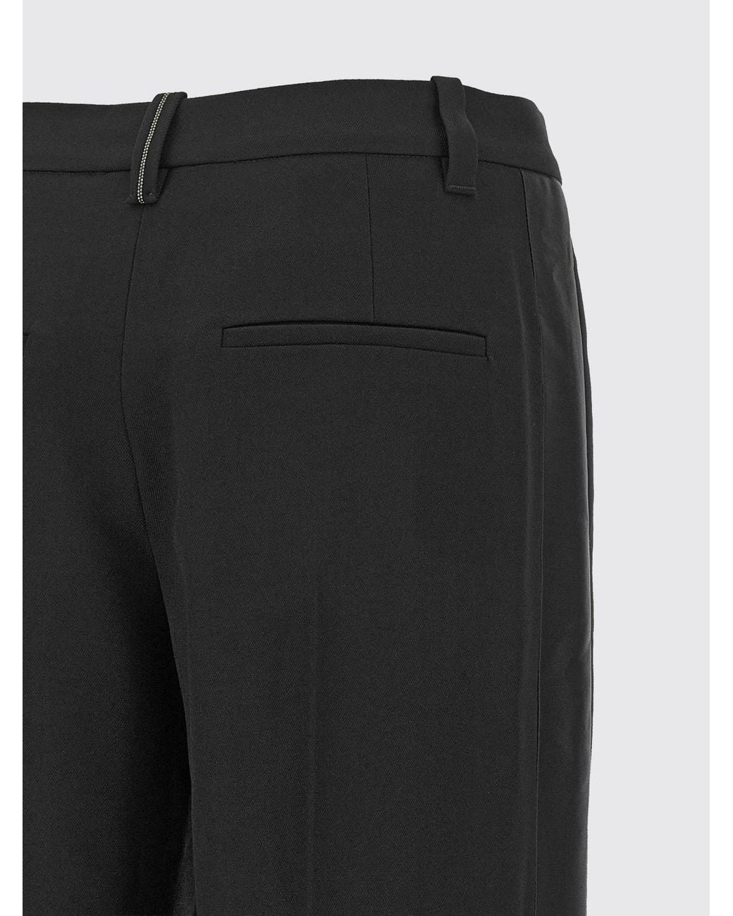 Brunello Cucinelli Black High-Waisted Virgin Wool Wide-Leg Trousers With Pleats