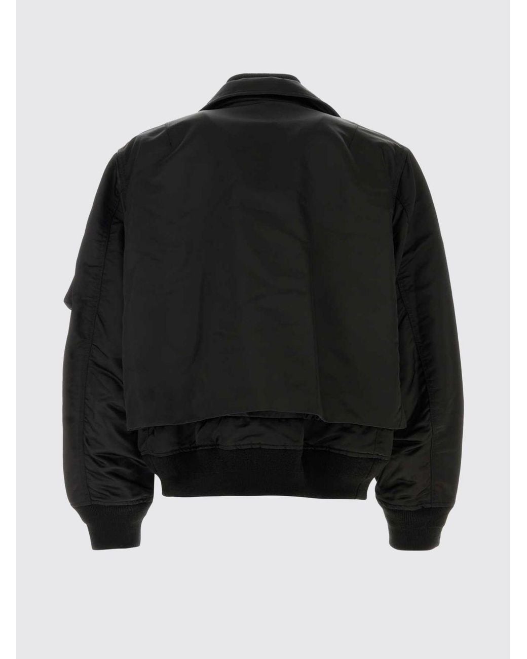 Sacai Black Windproof Nylon And Cotton Bomber Jacket With Classic Collar And Flap Pockets for men