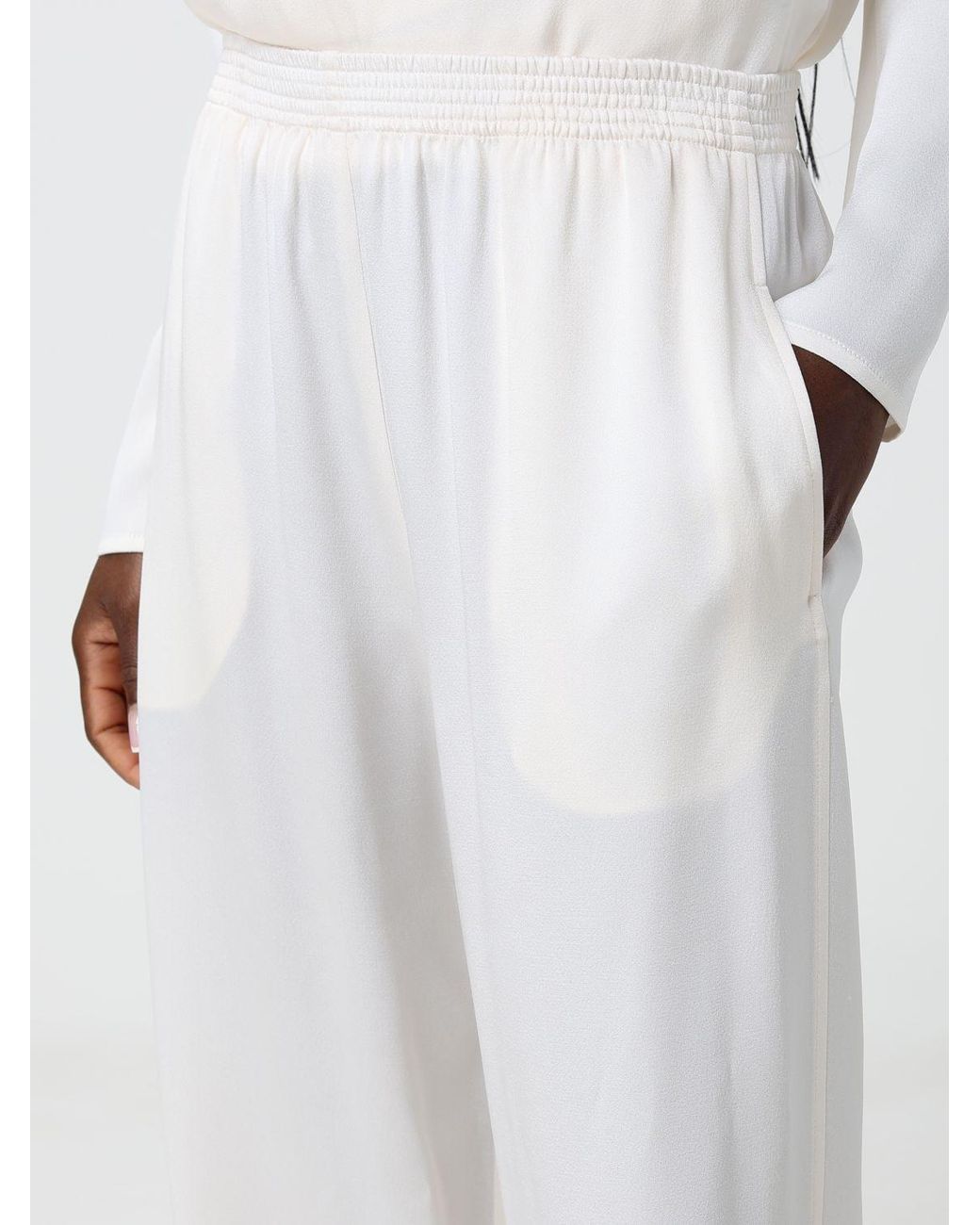 Fabiana Filippi White High-Waisted Wide-Leg Palazzo Trousers With Elastic Waistband