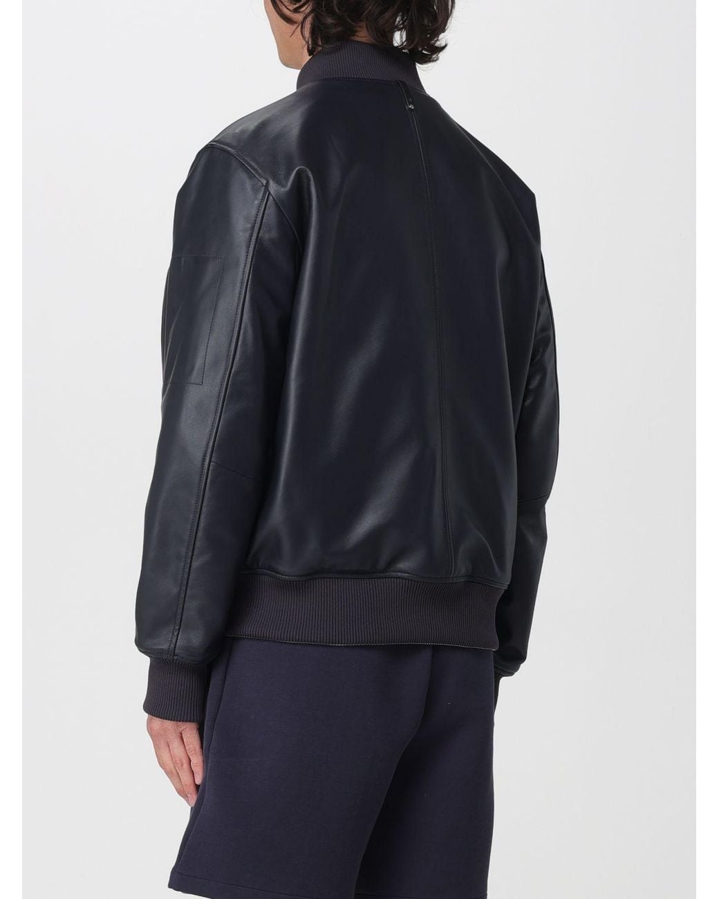 Mackage Blue Leather Bomber Jacket for men