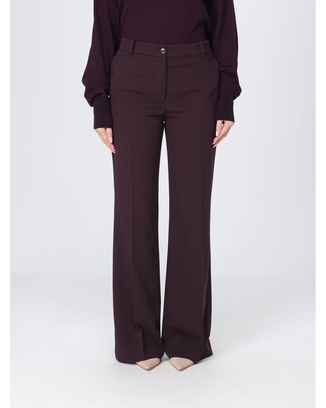 Pinko Purple Petalo Mid-Rise Straight-Leg Crêpe Trousers