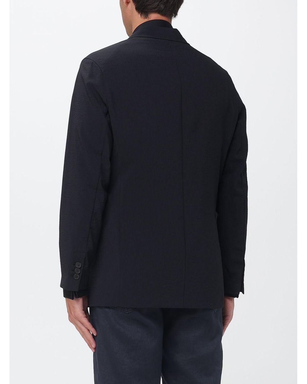 Emporio Armani Blue Single-Breasted Polyester Blazer for men