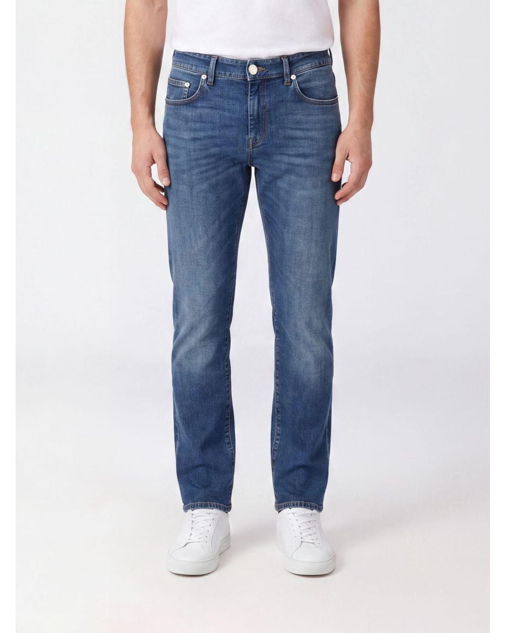 PT Torino Blue Five-Pocket Cotton Skinny Jeans With Button Fastening for men