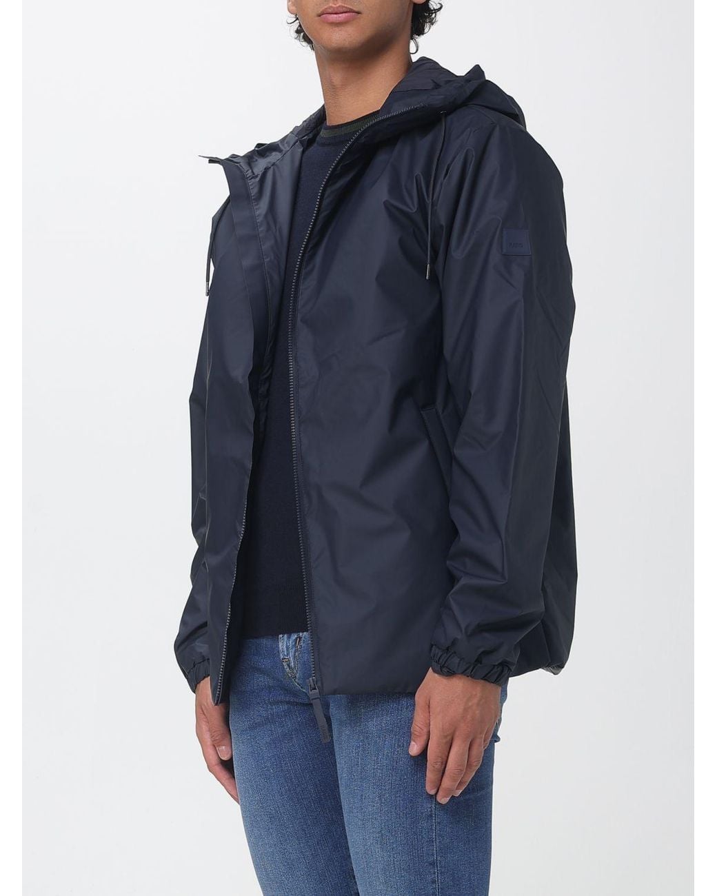 Rains Blue Hooded Windbreaker Jacket for men