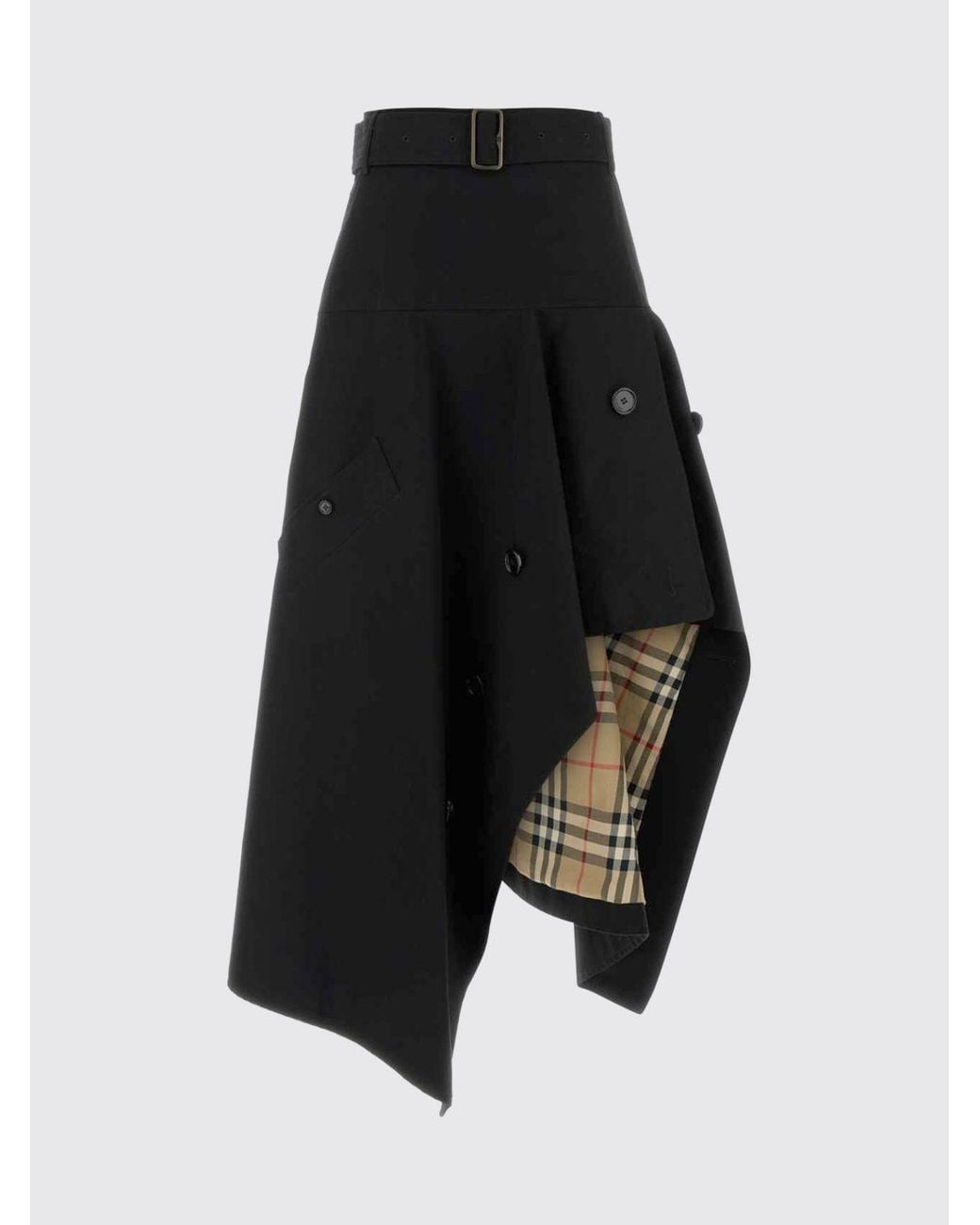 Burberry Black High-Waisted Asymmetrical Midi Skirt