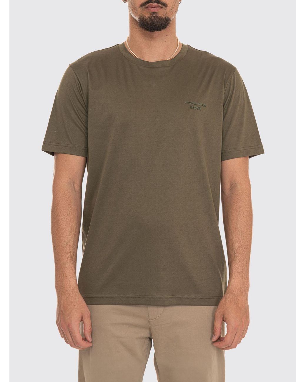 Boss Green Cotton Crew-Neck T-Shirt With Tone-On-Tone Logo On The Chest for men